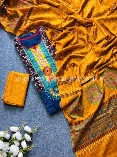 এলিগেন্ট লেডিস সফট কটন সেমিস্টিচ ড্রেস – ক্লাসিক এমব্রয়ডারি ও কমফোর্ট কাট