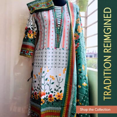 পিউর কটন স্টিচ ড্রেস – মডার্ন এমব্রয়ডারি ও সফট ফিট