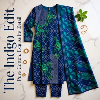 ট্রেন্ডি কটন স্টিচ ড্রেস – মডার্ন এমব্রয়ডারি ও সফট ফিট