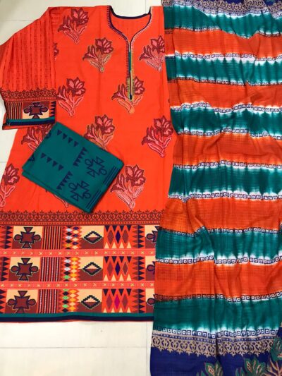 এলিগেন্ট লেডিস সফট কটন সেমিস্টিচ ড্রেস – ক্লাসিক এমব্রয়ডারি ও কমফোর্ট কাট