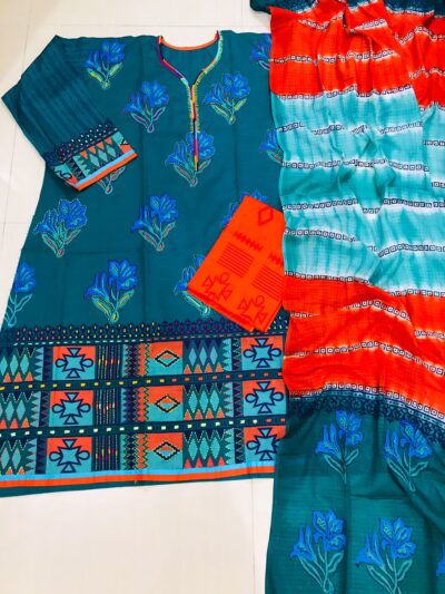 এলিগেন্ট লেডিস সফট কটন সেমিস্টিচ ড্রেস – ক্লাসিক এমব্রয়ডারি ও কমফোর্ট কাট